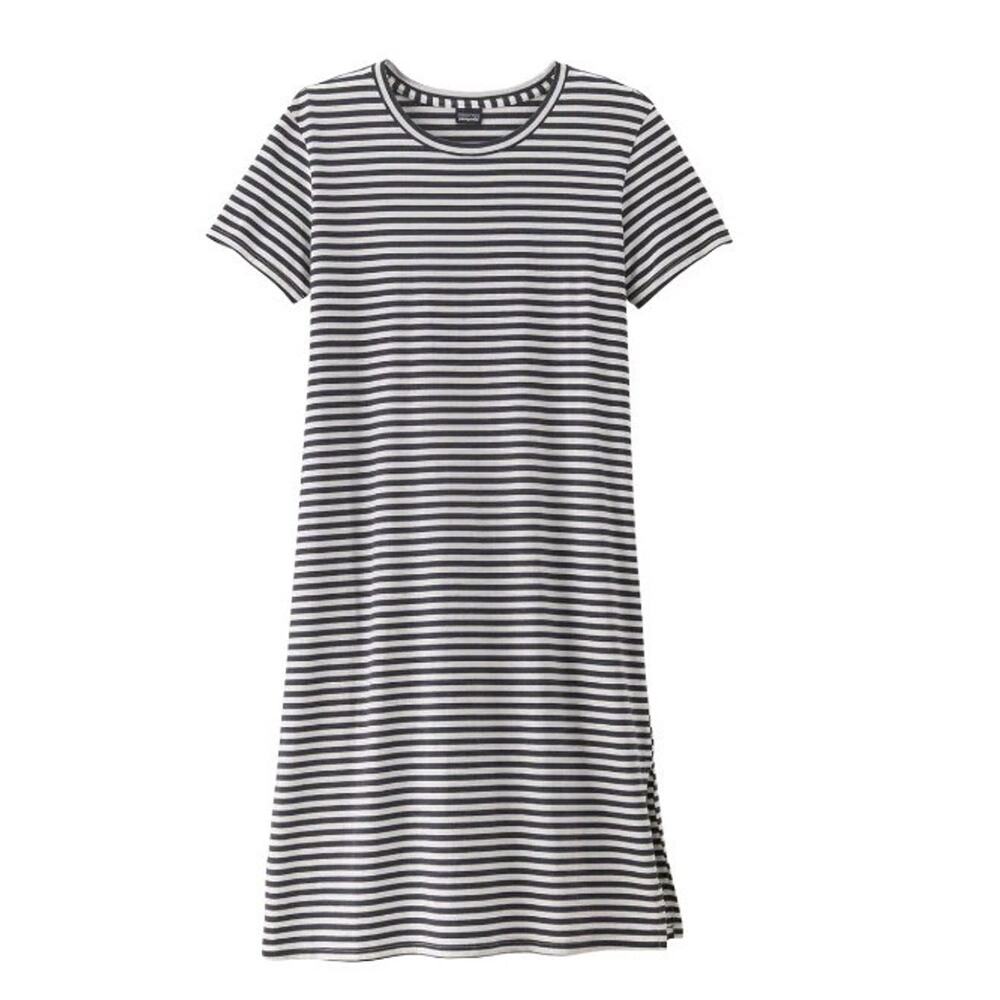 Patagonia Regenerative Organic Cotton Stripe Navy Blue Tee T-Shirt Dress XS